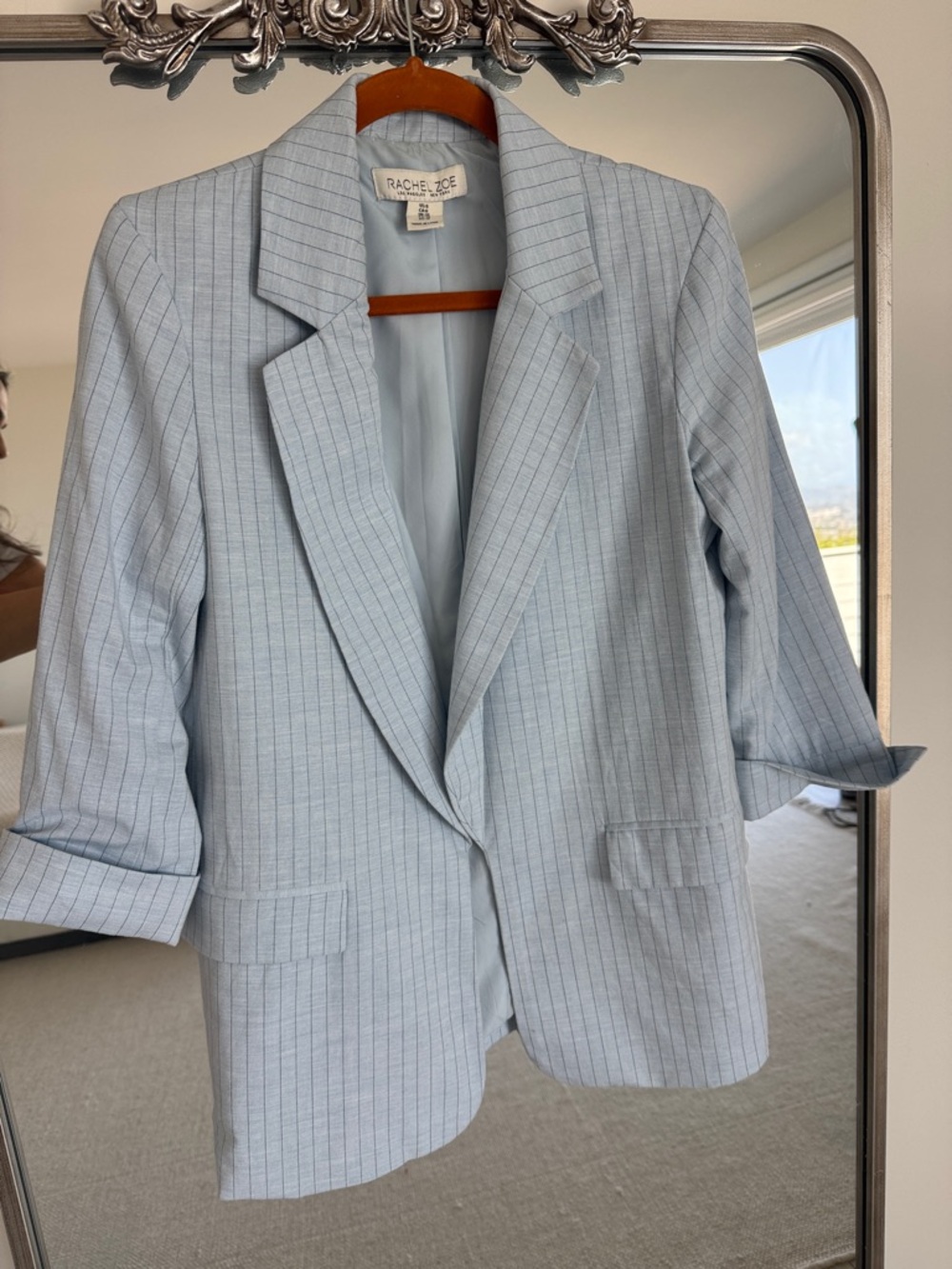 Rachel Zoe Pale Blue Pinstripe Blazer